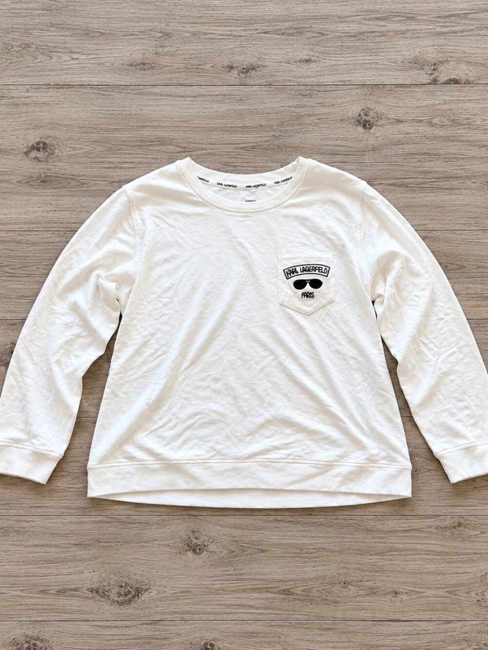 Karl Lagerfeld Paris Sunglasses Pocket Sweatshirt White XL NWT